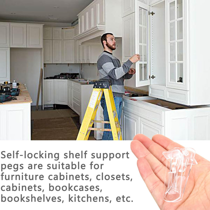 20pcs Plastic Locking Shelf Support Pegs,6.9mm Shelf Pins,Self-Locking Bracket Clips,Clear Shelf Pegs for for Kitchen Cabinet Furniture Book Shelves,6.9mm Peg x 3/4" Thick Shelves 20 6.9mm x 3/4" - NewNest Australia