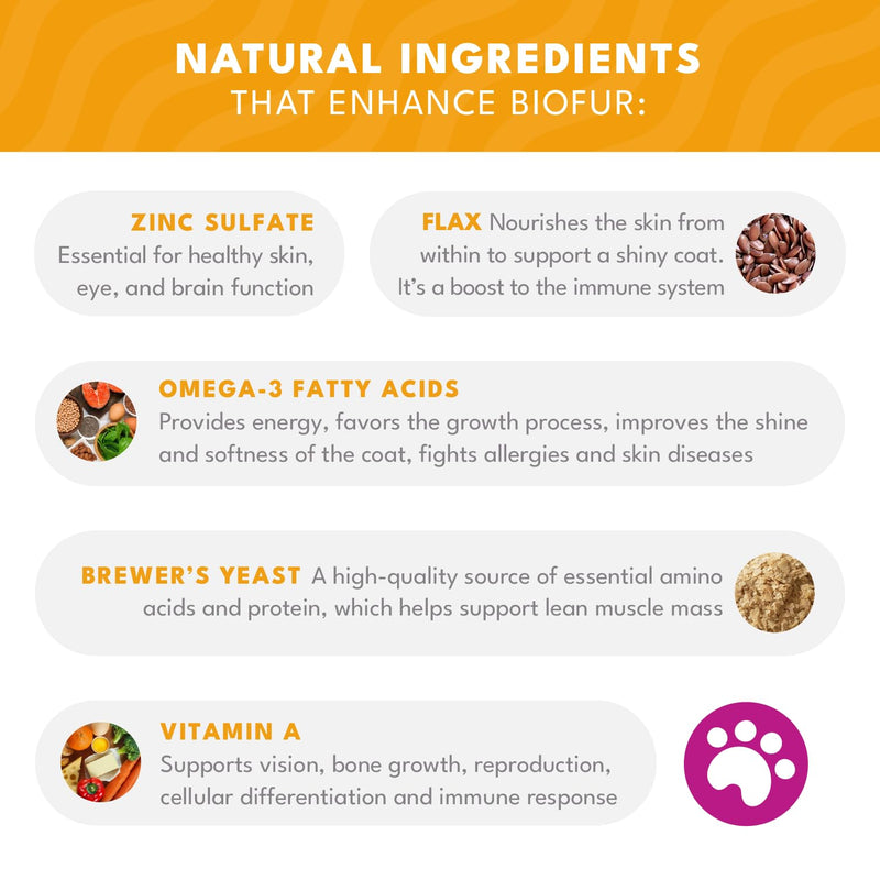 BIOFUR: Omega 3 Supplement for Cats & Dogs - Puppy Essentials & Dog Allergy Relief - Vitamins, Minerals for Feline & Canine Skin, Coat Health, Nutrition, Well-Being, Orange