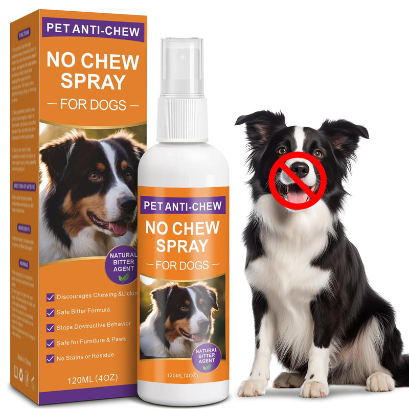 No Chew Spray for Dogs, Bitter Spray for Dogs to Stop Chewing & Licking, Natural Ingredients, Stop Destructive Behavior, Effectively Protect The Safety of Furniture,Plant,Shoes(120ml) 120ML