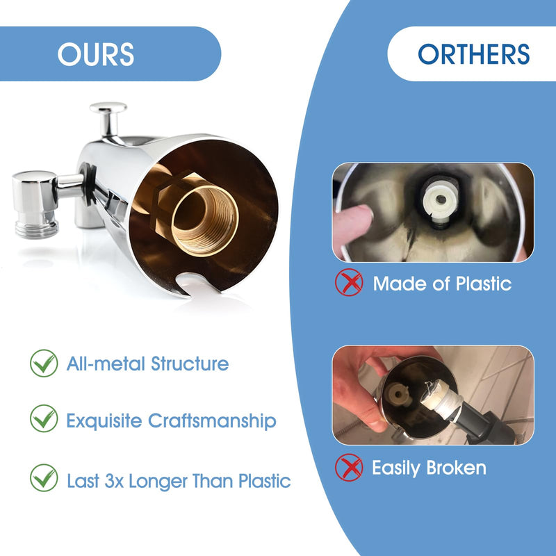 All Metal Tub Spout with Diverter Chrome, Fits 1/2” or 3/4" Threaded Pipes, Bathtub Faucet with Shower Diverter for Convenient Water Control Without Handheld