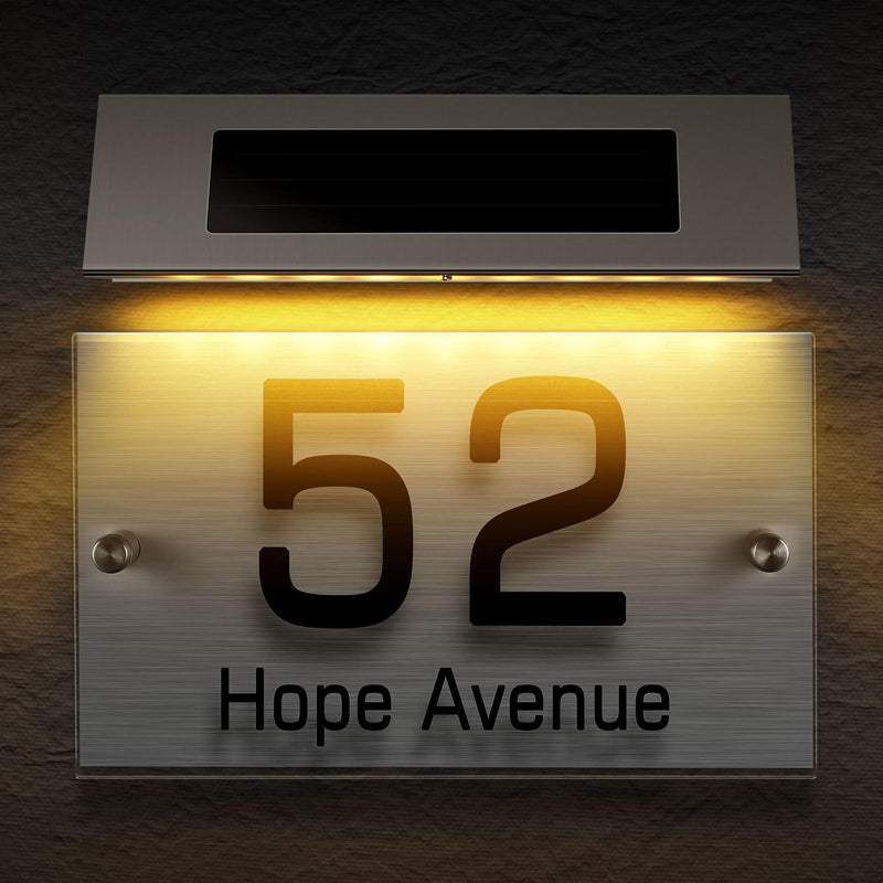 DOITOOL Solar House Numbers, Solar Address Sign LED House Numbers Solar Powered, LED Lighted Address Plaque Outdoor LED Illuminated Address Numbers for Home House Street