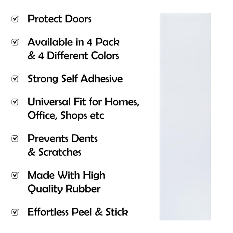 Rubber Bond Push Plates (4 Pack) 4" x 16" - Effortless Peel & Stick - Prevents Dents & Scratches - Self-Adhesive & Universal Fit (White) Push Plate - 4 Pack - 4"x16" White