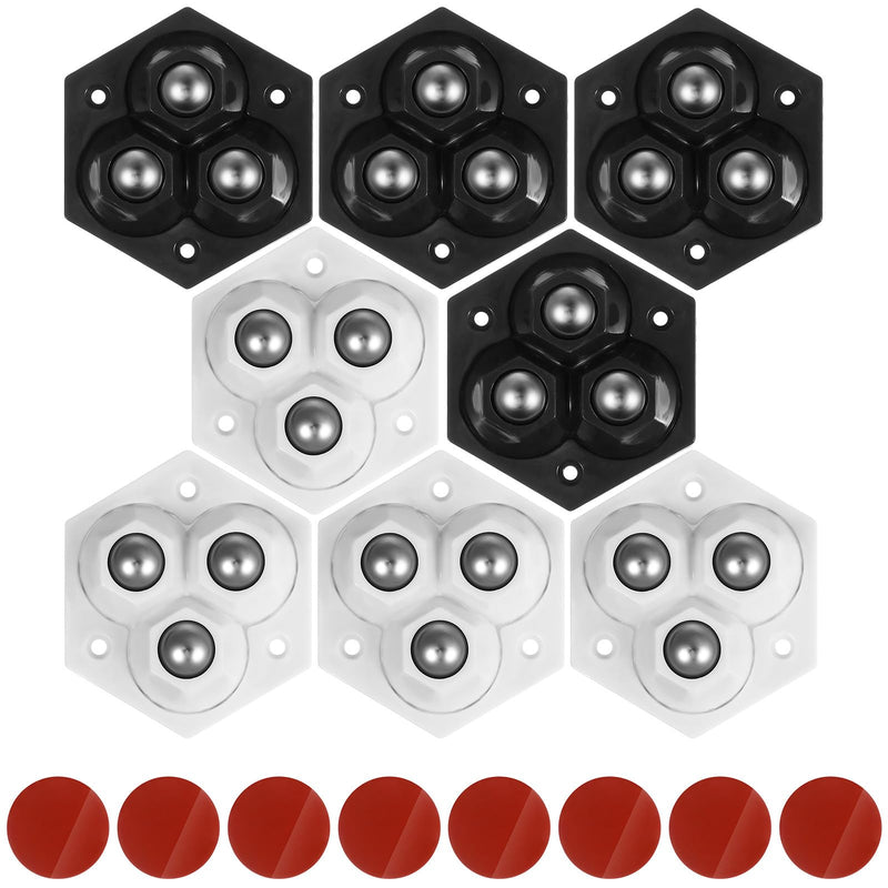 Self Adhesive Caster Wheels Mini Swivel Wheels 360 Degree Rotation Sticky Pulley for Furniture 4 Black 4 White