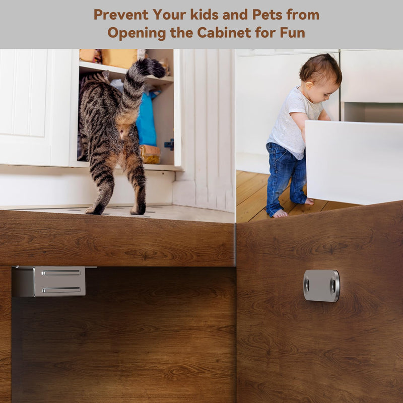 Cabinet Door Magnet, Flat Bottom Cabinet Magnetic Catch with Adhesive, Easy to Install,Only Takes 1 Minute,35lb Magnetic Cabinet Door Drawer Latch (Sliver, 4Pack) 4 Silver - 35lb
