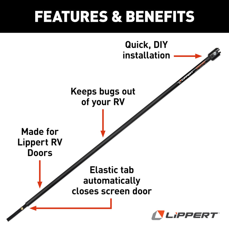 Lippert Screen Shot Automatic RV Screen Door Closer, 30", Compatible with Lippert Entry Doors Only, Easy DIY Installation, Hardware Included, 1-Year Warranty - 730815 30 Inch