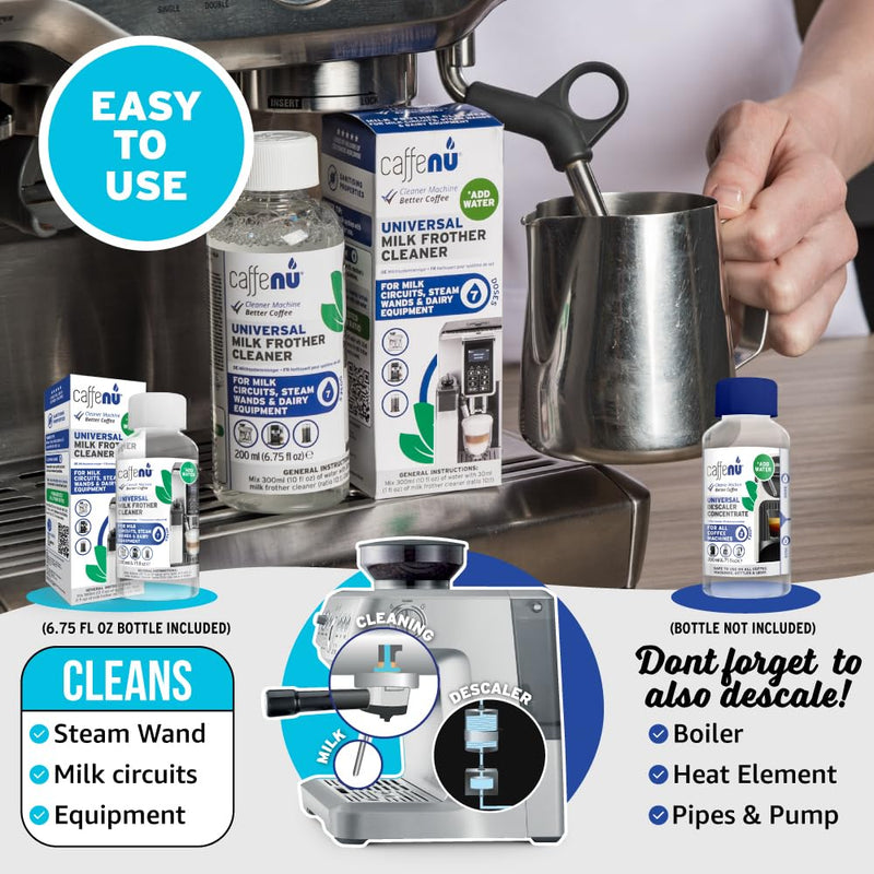 Universal Milk Frother Cleaner 200ml - For Milk Circuits, Steam Wands & Equipment - 7 Doses - Just Add Water