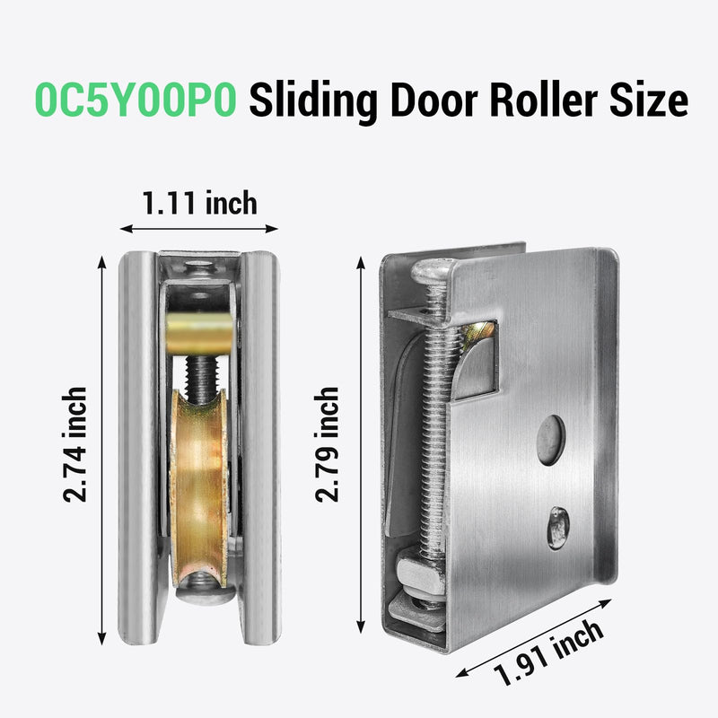 0C5Y00P0 Patio Sliding Door Roller 1-1/2” Steel Ball Bearing Compatible with P-Ella Patio Sliding Doors Adjustable Roller Height 2 Pack