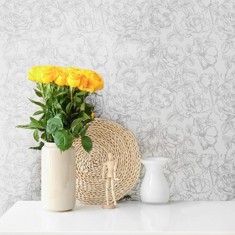 GSS Designs Large Flower Wall Stencils for Painting 16x24Inch Floral Stencil for Painting on Walls Wood Floor Furniture Crafts Large Plant Leaf Stencils for Walls Flowers 16" x 24"