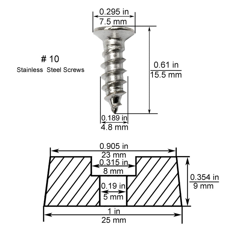 Rubber Cutting Board Feet with Stainless Washer and Screws, 1 inch Black Round Rubber Feet, Non Slip Bumper Pads for Furniture, Electronics & Application,20 Pack 1"
