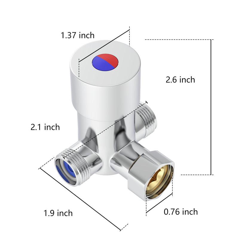 Hot & Cold Water Mixing Solid Brass Thermostatic Mixer Valve for Automatic Sensor Faucet (Pack of 2) 2 3/4" X 2 1/4" (Pack of 2)