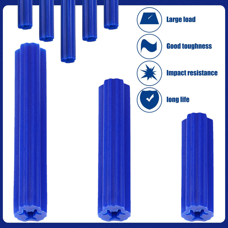 200 Pcs 5/16" Hole Screw Expanding Plastic Screw Anchors Blue Plastic Anchors Drywall Wall Expansion Pipe Bolt Expansion Tube for Hollow Walls Concrete Tile Cement Other Surface (1'') 1''