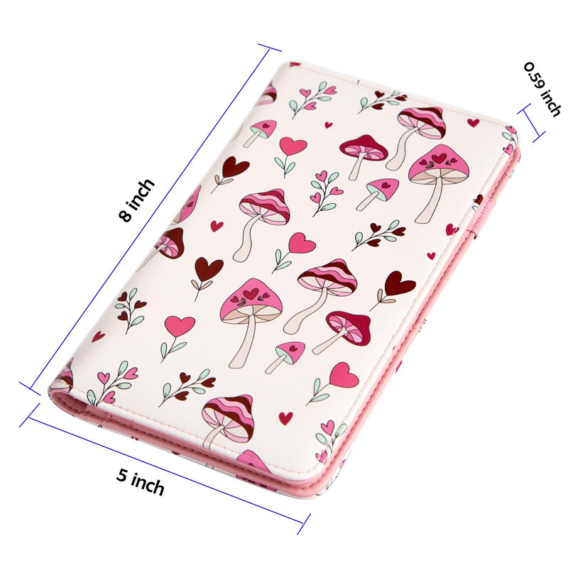 Pink Server Book, Server Books for Waitress, Waitress Book with 2 Zipper Pocket, Cute Server Book, Server Note Pads Waitress Book with Money Pocket Fit Server Apron (Pink Mushroom) Pink Mushroom