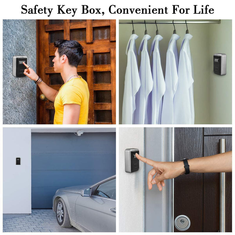 BenRich Key Safe Box Waterproof with Combination Lock 4 Digit - Resettable Code Outdoor Wall Mount Lockbox for House, Front Door, Realtor Access, Caregiver, Holiday Rental