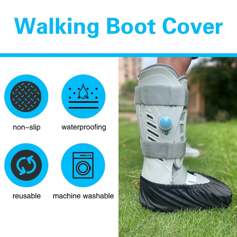 2 pcs Air Cam Walking Boot Covers, Fracture Medical Cast Boots Shoe Covers for Broken Foot Ankle Recovery With Waterproof Anti-slip and Washable (X-Large) X-Large