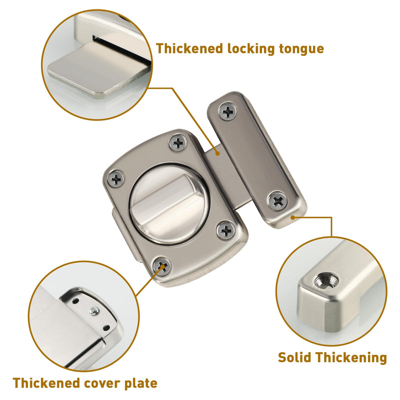 Alise Gate Latch Slide Bolt Latches Lock,Safety Double Sided Rotate Gate Hardware,Brushed Finish Medium Size Brushed