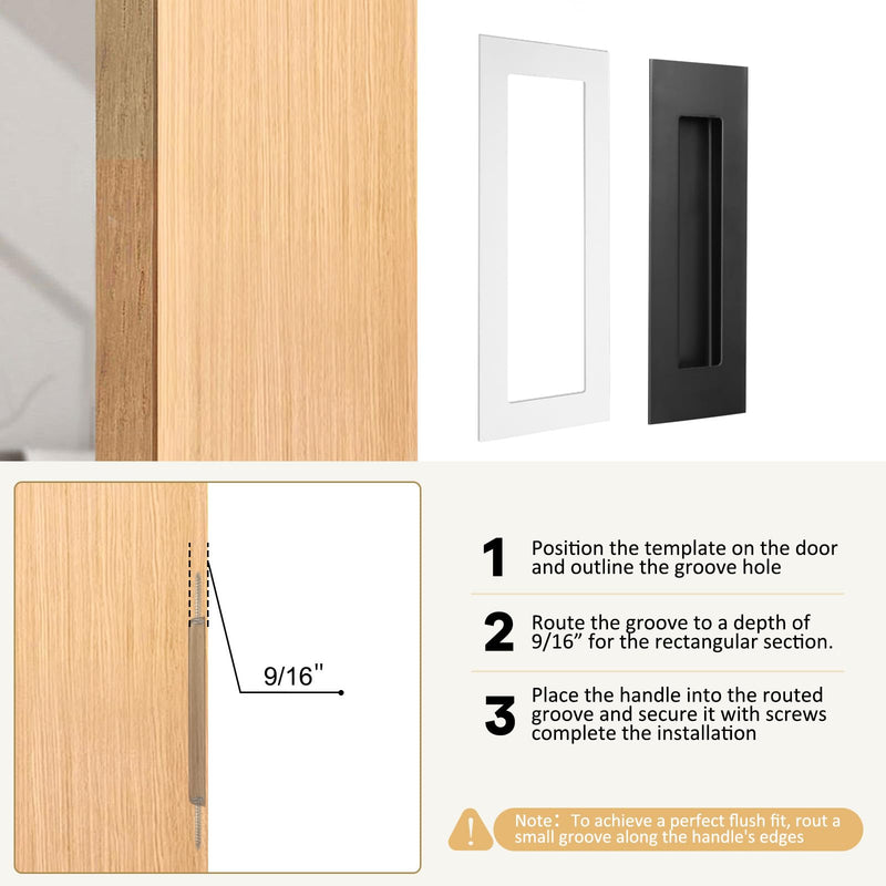 HBL' 4 Pack | 5.9 Inch Closet Door Pulls, 304 Stainless Steel Sliding Closet Finger Pull, Recessed Finger Pull for Bypass, Pocket and Barn Door, Black Recessed Pull Handle