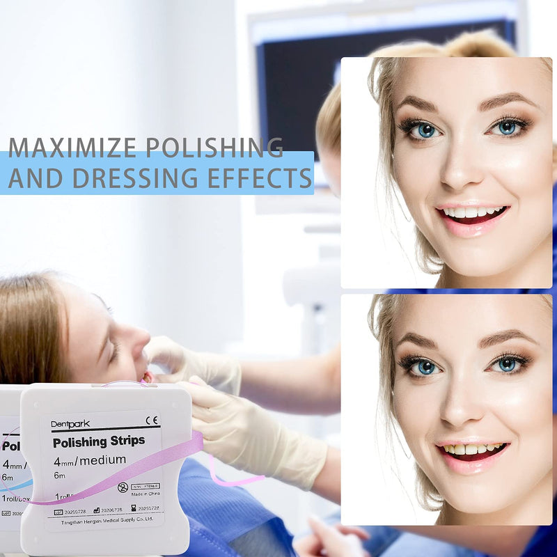 Dental Polishing Strip - Dental File for Teeth Deep Teeth Cleaning Tool Teeth Abrasive Finishing Strip Sanding Grinding Dental Sandpaper 4mm x 6M Rde