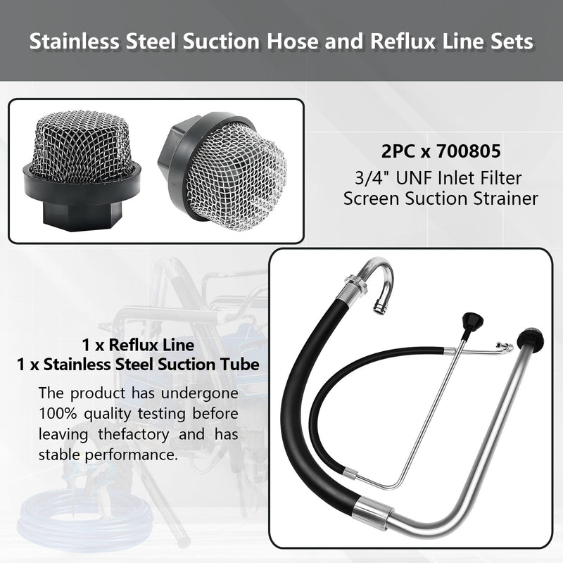 Airless Paint Sprayer Suction Hose & Reflux Line Kit for Graco 390 Suction Hose and Refux Line Sets