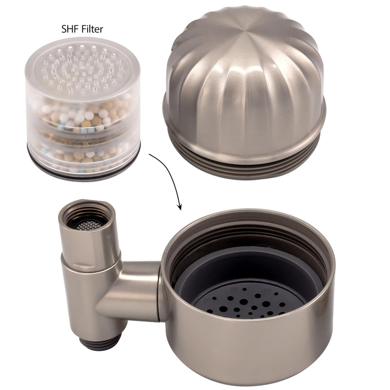 Westbrass SAF-07 In-Line Shower Head Filter Attachment For Shower Arm, Satin Nickel 1 Pack