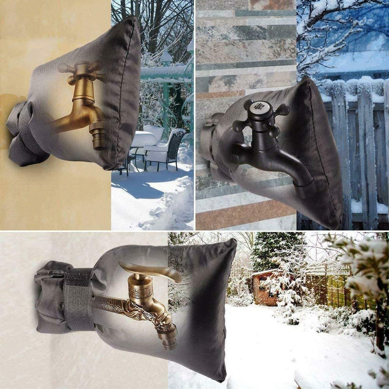 Outdoor Faucet Cover for Winter - Pro 7.1''W x 9.8''H Water Socks Freeze Protection Pipe Insulation Reusable Waterproof Insulated Spigot backflow Cover, Black (2) 2