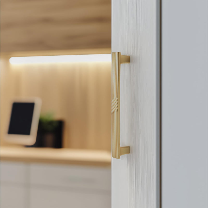 Satanga Knobs Handles Pulls for Cabinets Kitchen Cupboard Wardrobe Vanity Cabinet Champagne Bronze Drawer Pull Handle Easy Installation Pack of 4 5 Inch Zinc Modern 5" Hole Center 5.82" Overall Length