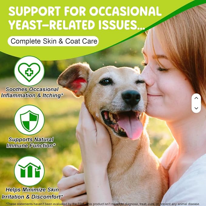 Yeast Infection Treatment for Dogs, 60ml Dog Ear Infection Treatment,Itchy Ear,Skin&Allergy Symptoms Relief-Reduces Inflammation&Relieves Irritation,Dog Supplement Drops with Multivitamins Probiotics