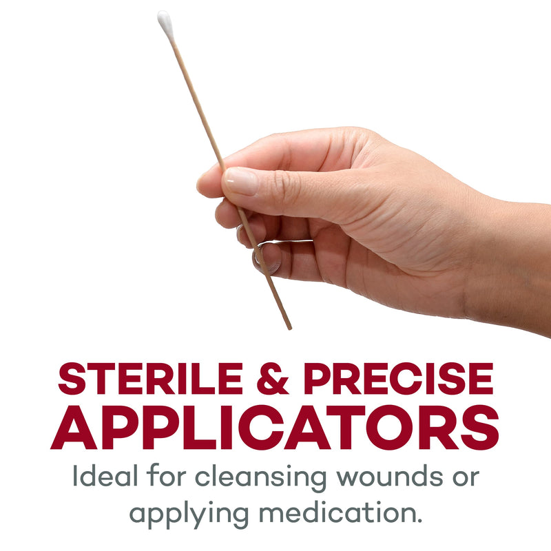 Dealmed 6" Cotton-Tipped Wood Applicators – 200 Sterile Cotton-Tipped Applicators for Application of Medication, Cleaning Skin, Arts, Crafts and More (Box of 200) 6" Sterile (Box of 200)