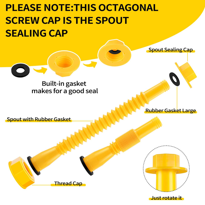 Gas Can Spout Replacement, Upgrade Gas Can Nozzle 5 Kit, Extendable Length up to 11.7", Flexible Pour Nozzle Suitable for Most 1/2/5/10 Gal Oil Cans, Gas Spout Replacement, Fuel Can Spout 5 Pack Extendable