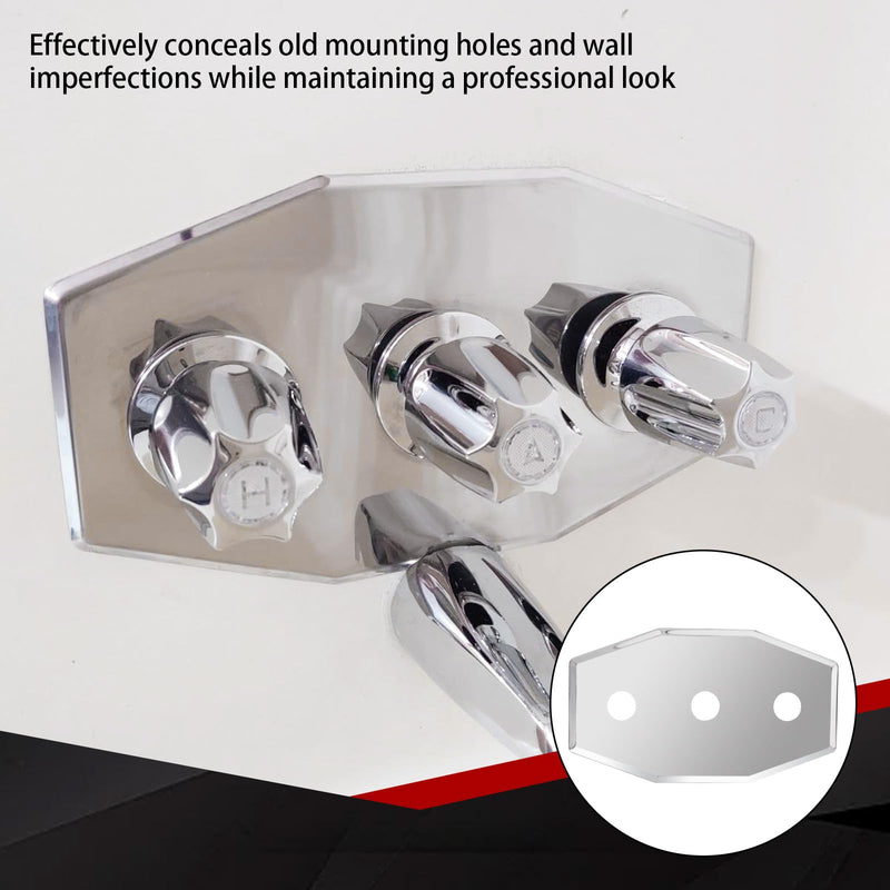 03-1654 Stainless Steel Smitty Plate, 8-Inch Center, Three Hole Shower Wall Cover