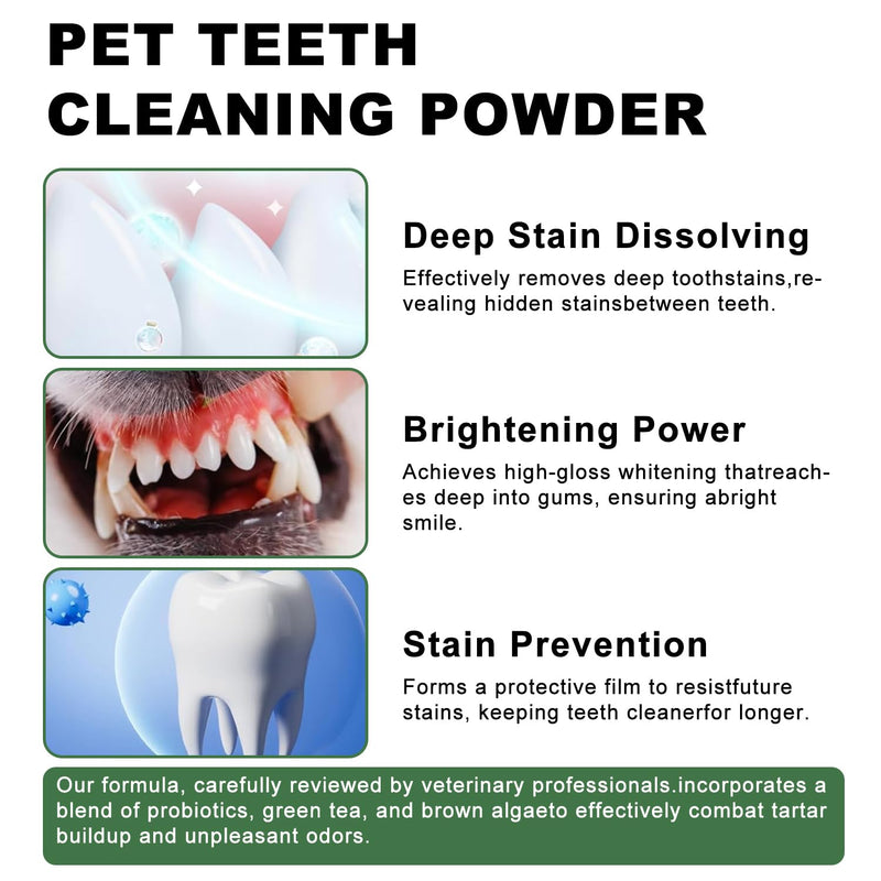 Pet Teeth Cleaning Powder, 6 oz, Dog Dental Care for Dogs & Cats Tooth Cleaning, Tartar Cleaning and Removal, Fighting Bad Breath, Oral Care, Breath Freshener