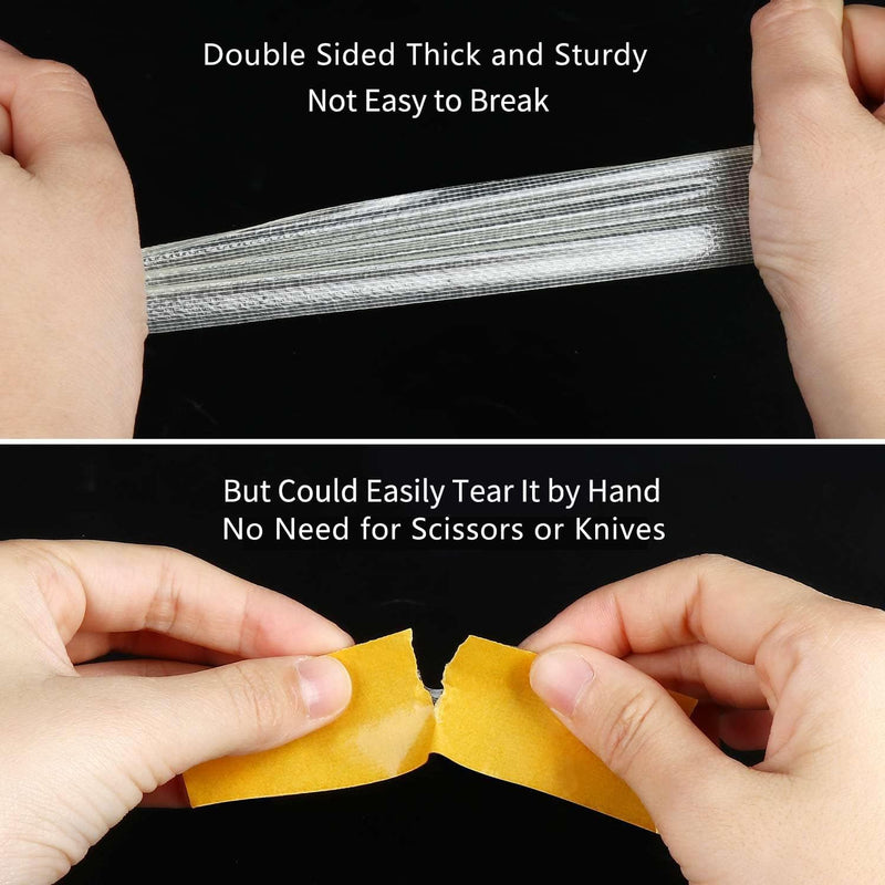 2Pack Double Sided Tape Heavy Duty, 2in x 66FT (132FT Total), Super Sticky Resistente Clear Tape, Universal High Tack Strong Wall Adhesive with Fiberglass Mesh,Easy Use Mounting Tape 2 Pack,Each 2" x 66FT