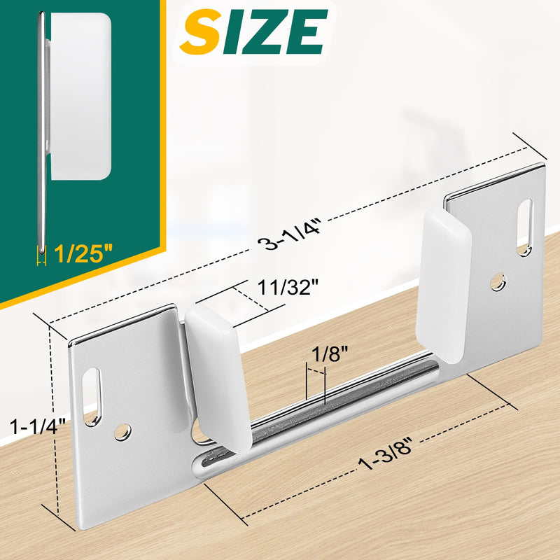 8Pcs Pocket Door Guide Bottom, Hidden Bottom Sliding Door Guide, Jamb Mounted, Steel Bracket for 1-3/8-Inch Thick Doors