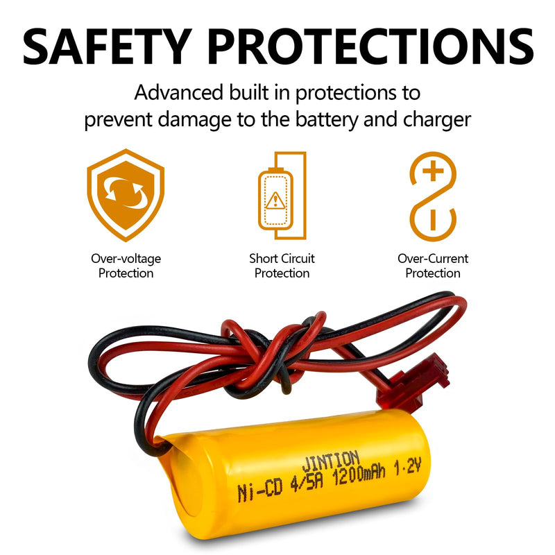 JINTION ELB1P201NB Emergency Light NiCad 1200mAh 1.2V 4/5 A Battery for Lithonia ELB1P201N2 ELB1P2901N ELB1P201N ANIC1493 Lithonia 1009S00-MZ ELB0320 Grainger 4WT20 OSA212 NIC1169 EBE-33