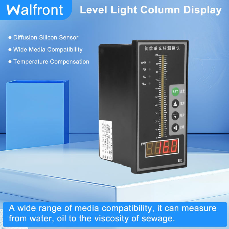 Level Meter Sensor Water Depth Level Display Meter Intelligent Pressure Controller Light Column Display 4-20MA Level Transmitter Liquid