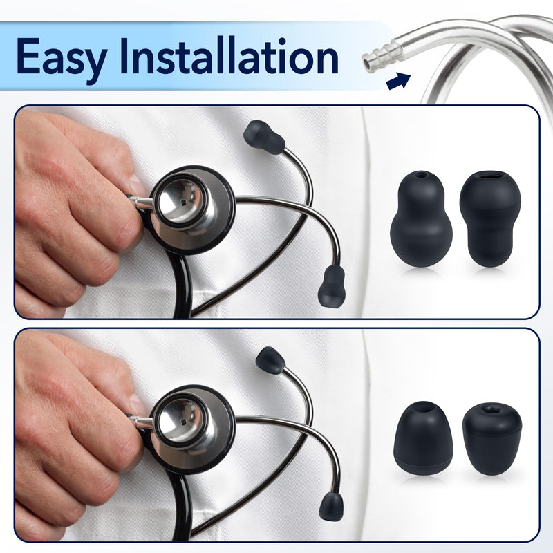 12Pcs Stethoscope Ear Tips Replacement for Littmann, Small/Medium Ear Tips for Littman Compatible with Classic III, Cardiology 3, 4, & IV, Soft-Black Stethoscope Ear Tips for Littmann