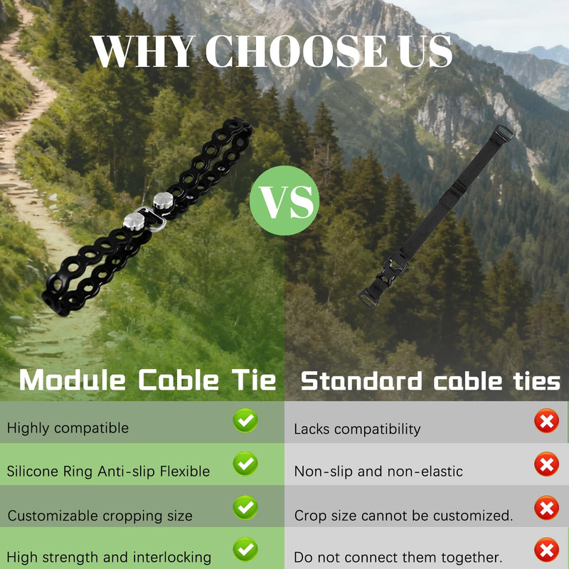 4PC Modular Gear Straps,Flexible Multi-Tool & Wearable Gadget for Everyday Carry, Heavy-Duty Bundling Organizer for Outdoor Adventure, Survival, Camping & Travel（Black） Black Four