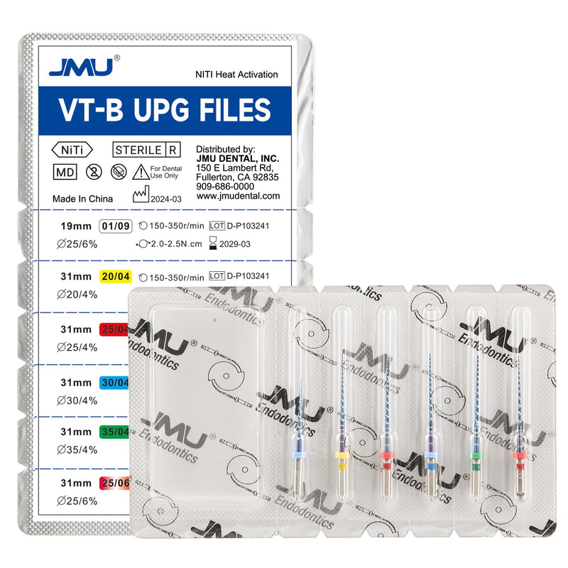 JMU VT-B UPG Files, Niti Rotary Files, 25/04(25mm), Sequence Files, 6pcs/Pack 25/04 (25mm) 1