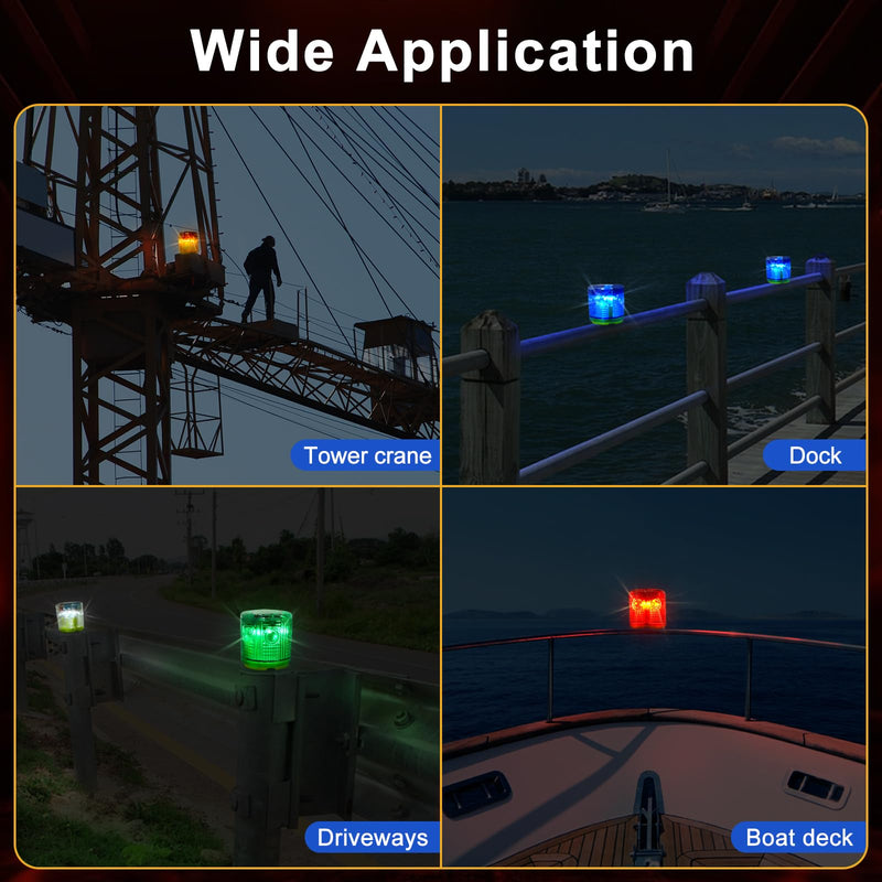 Aolyty Solar Strobe Warning Light Strong Magnetic Base Flashing Super Bright 360 Degree Automatically Turn On Waterproof for Construction Traffic Factory (Red) Red