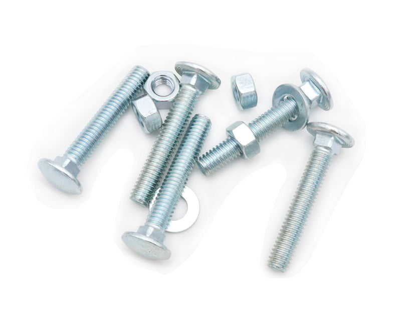 LBY 10 Sets 5/16-18 x 2" Carriage Bolts Screws Round Head Square Neck and Hex Nuts & Flat Washers, Carbon Steel (Zinc Plated), Silvery 5/16-18 x 2"