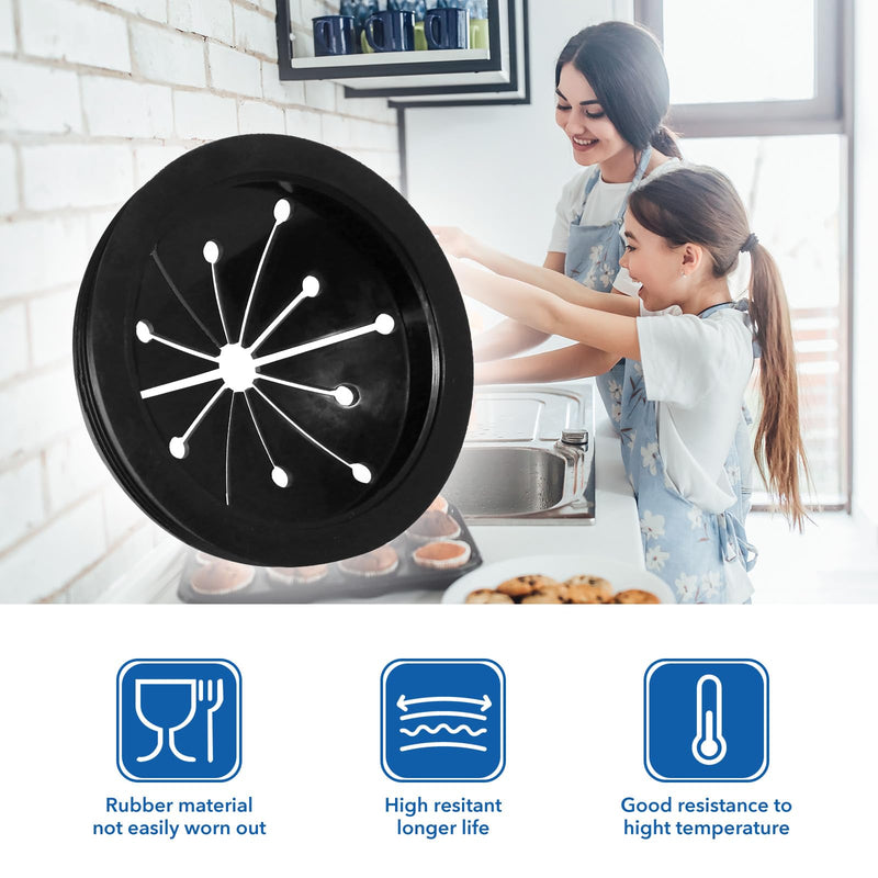 Kitchen Garbage Disposal Rubber Drain Insert,3pcs Garbage Disposal Cover,3 Inch Garbage Disposal Splash Guard,Disposal Splash Guard,Kitchen Sink Rubber Drain Guard Black