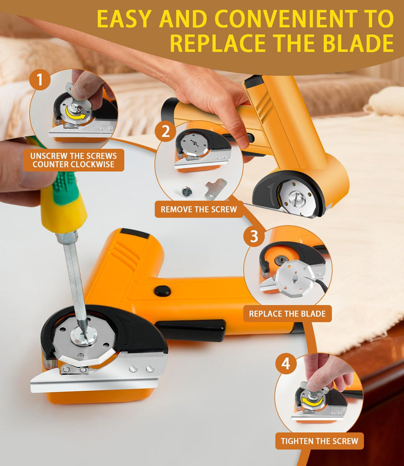 Cordless Electric Scissors 4-speed Adjustable with LED Smart Display, 4V Box Cutter Electric with Storage Box & 2 Blades, Cardboard Cutter Electric for Cardboard Fabric Plastic Leather