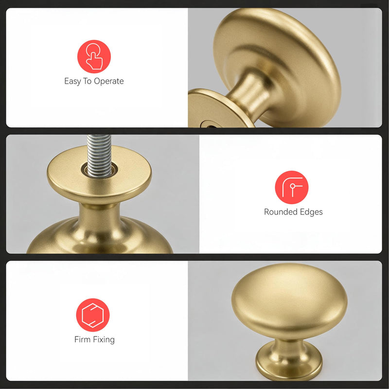 homdiy 50 Pack Gold Round Solid Zinc Alloy Cabinet Knobs