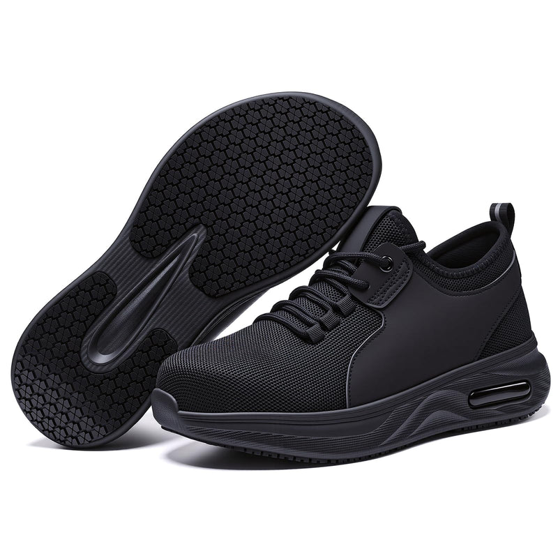 ulogu Wide Non Slip Work Shoes for Women Chef Walking Sneakers Waterproof | Wide Toe Box kitchen Restaurant Food Service Shoes Oil Resistant 8.5 Wide Black