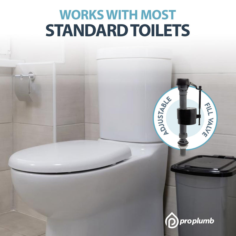 Adjustable Fill Valve – 2 Pack, Universal Toilet Fill Valve, Quiet & Water-Saving, Easy Height Adjustment 9”-14”