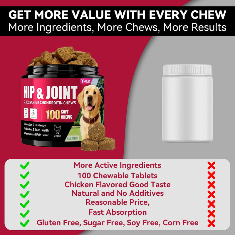 Hip and Joint Supplement for Dogs, Advanced Glucosamine for Dogs Vet-Formulated with Chondroitin, Msm,Omega 3, Pet Joint Health Support Mobility for All Puppy, Adult & Large Breed & Senior Dog