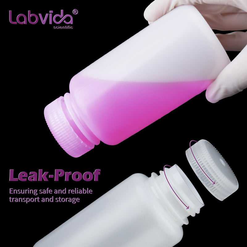 Round Plastic Reagent Bottle HDPE Wide Mouth Plastic Bottle, 6pcs of 250ml Sample Sealing Storage Container for Laboratories, Classrooms, or Storage at Home, LVAN002 Vol. 250ml, 6pcs
