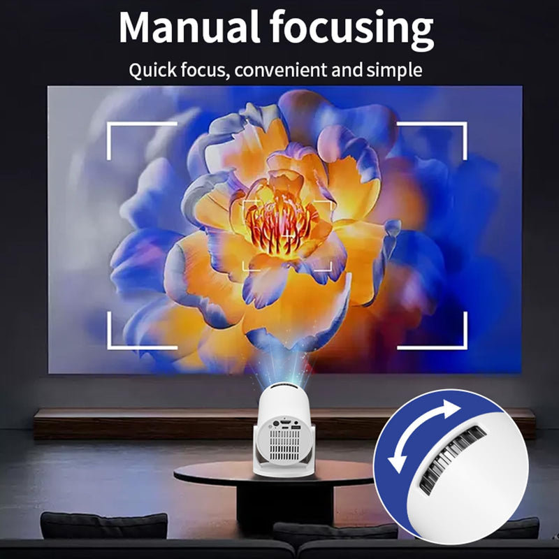 Small Projector with WLAN 6 and BT, 1080P Projector, 270° Adjustable Auto Keystone Home Projector, Projector, for Laptop, PC, Smartphone