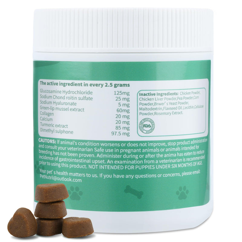 Dog Hip and Joint Supplement, Glucosamine Chondroitin Chews with Green Lipped Mussel Omega 3 Collagen Support Joint Flexibility Pain Relief, Joint Supplements for Small Large Breeds Dogs, 90 Count