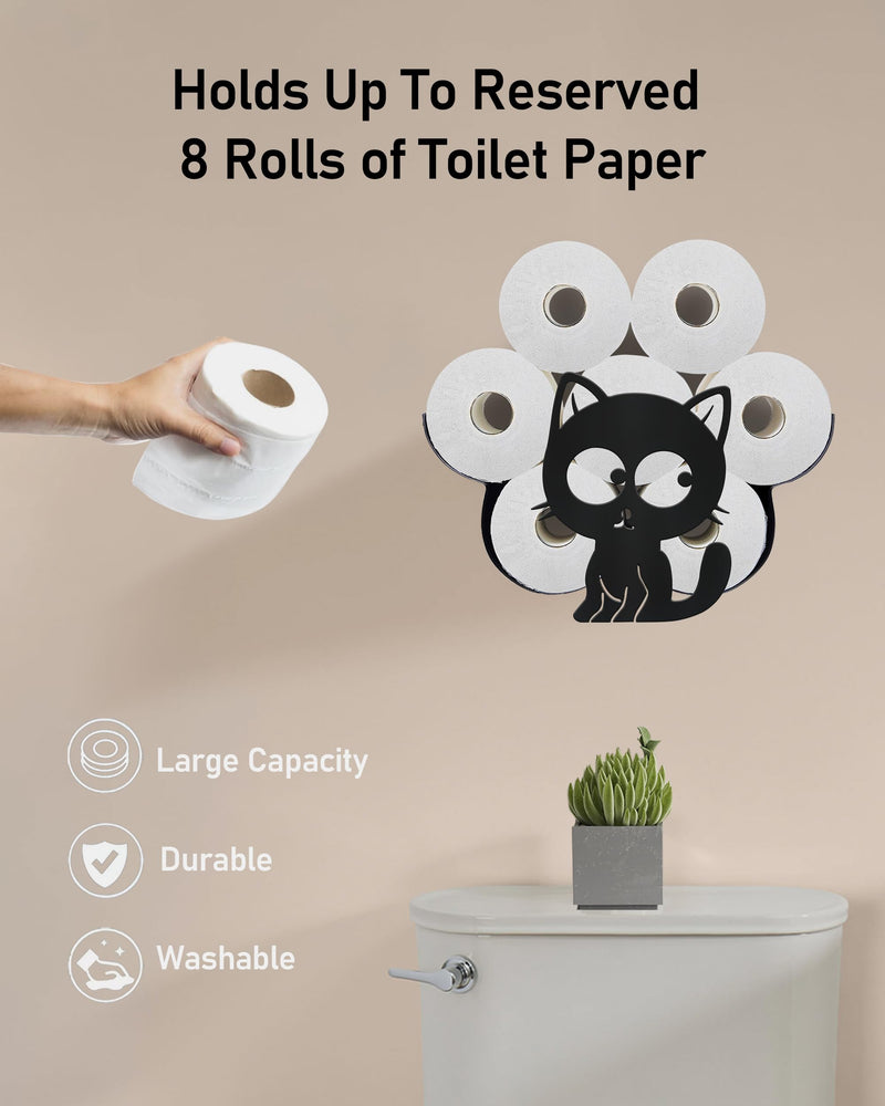 Cat Toilet Paper Holder for Extra 8 Rolls, Unique Decorative Toilet Paper Storage Wall Mounted, Farmhouse Bathroom Animal Decor Accessoris Storage Cabinet