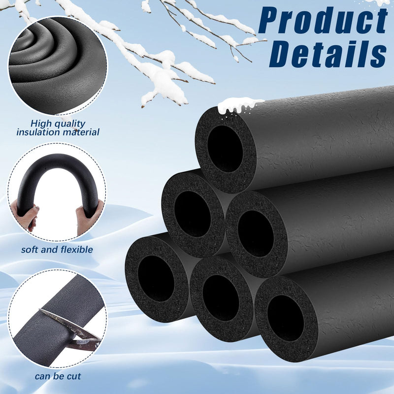 Pangda 4 Pcs 6 ft Pipe Insulation Foam Tube 3/4 Inch ID Foam Tubing Black Cover Heat Preservation for Outdoor Water Pipe Insulation,AC Unit, Guitar Stands, Exercise Machine Handle and Roof Rack
